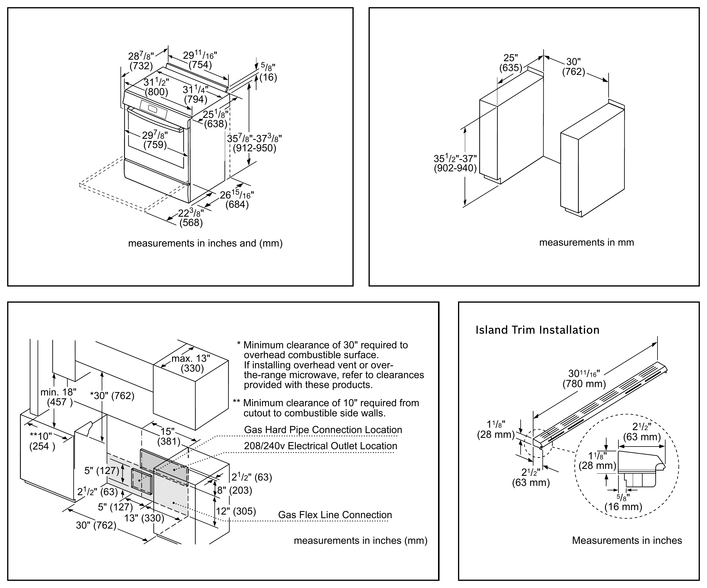 Bosch HDIP056U dimension drawing with measurements in inches and millimeters