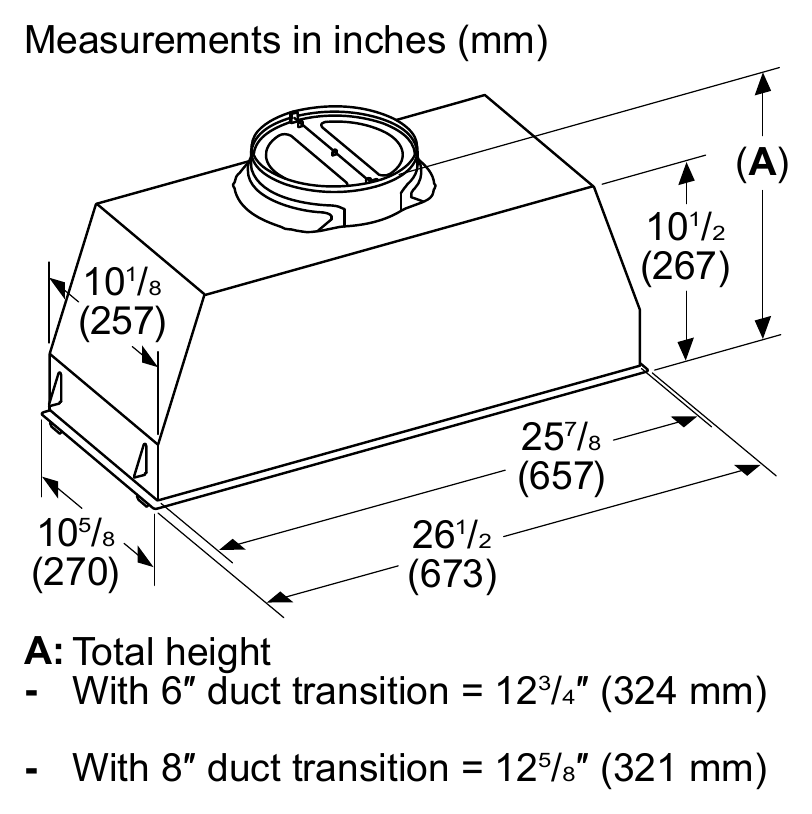 Thermador VCI6B30ZS dimension drawing with measurements in inches and millimeters